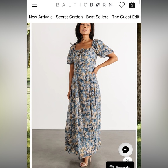 Baltic Born Dresses & Skirts - Baltic Born Floral Maxi Dress in Blue and Cream